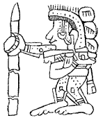 Fig. 385. The god with the banded face, from the Codex
Troano.