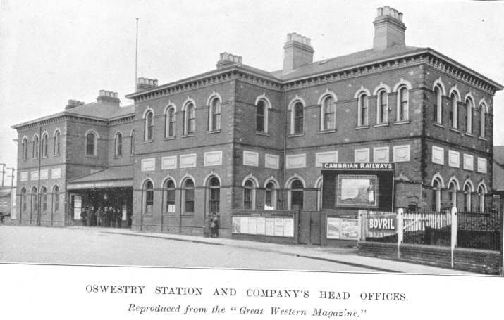 Oswestry station and Company&rsquo;s Head Offices.  Reproduced
from the &ldquo;Great Western Magazine.&rdquo;