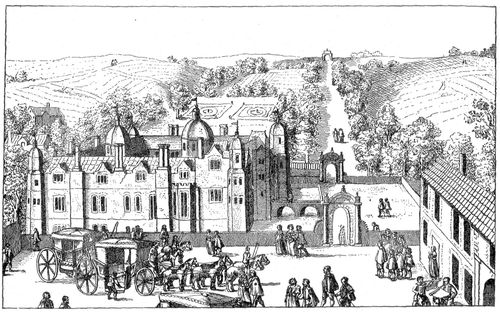 New Sixteenth Century Manor House with Fields still
Open, Gidea Hall, Essex.</span><br> Nichols: <i>Progresses of Queen Elizabeth</i>.