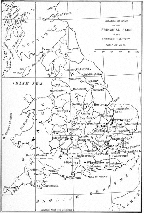 Location Of Some Of The Principal Fairs In The
Thirteenth Century.
