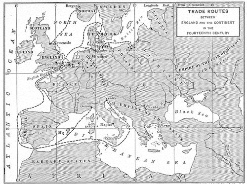 Trade Routes Between England And The Continent In The
Fourteenth Century Engraved By Bormay And Co., N.Y.