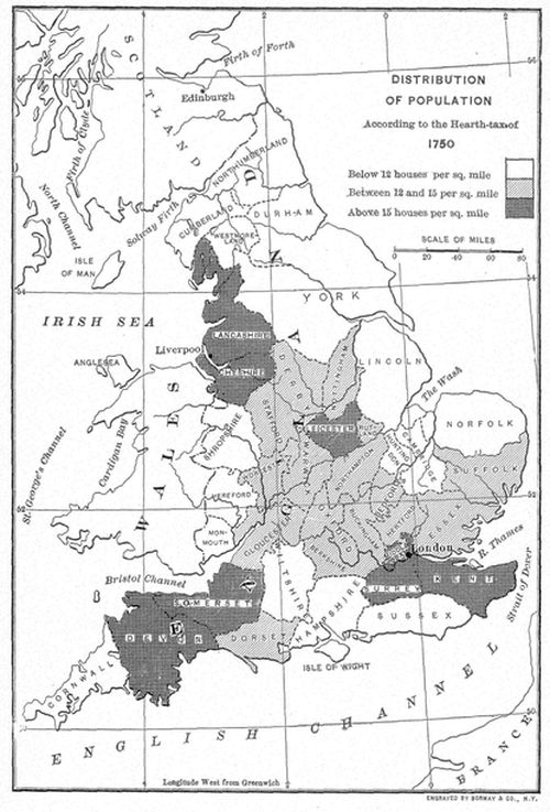 Distribution Of Population According To The Hearth-Tax
Of 1750.