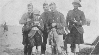 J. M. Cowie, G. V. Stewart, T. Henderson, J. H.
Cotterell (Killed), H. W. Bruce (Killed)