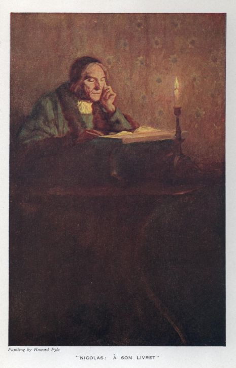 "NICOLAS: � SON LIVRET" _Painting by Howard Pyle_