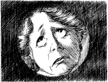 Close up of woman’s distraught
face.