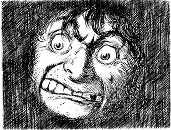 Close up of enraged husband’s
face.
