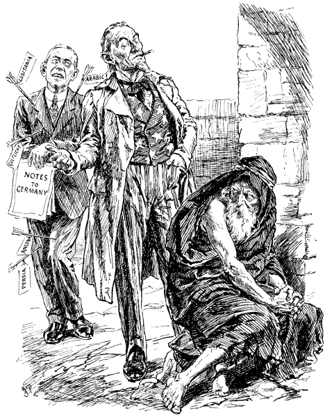 Caricatures of Woodrow Wilson, Uncle
Sam and Job.