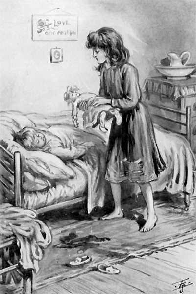 "She went back to her bedroom, to place by Nancy's side
her only remaining doll."