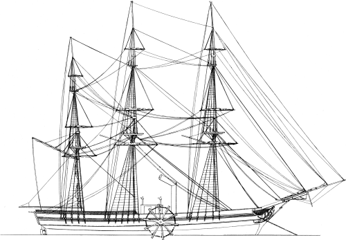 Figure 3.&mdash;Marestier's sketch of the Savannah (from
plate 8 in Withington's translation of the Marestier report).