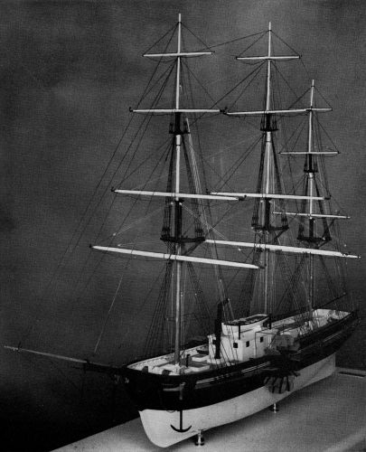 Figure 9.&mdash;Bow-quarter view of the new model of the
Savannah, showing deck arrangement details.
