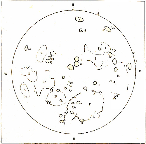 Fig. 27.&mdash;Key to Chart of the Moon (Plate VI.).