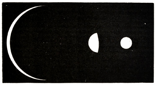 Fig. 44.&mdash;Different Aspects of Venus in the Telescope.