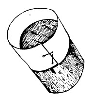 Fig. 112.&mdash;Cork and paper mould for plaster-of-Paris
disc.