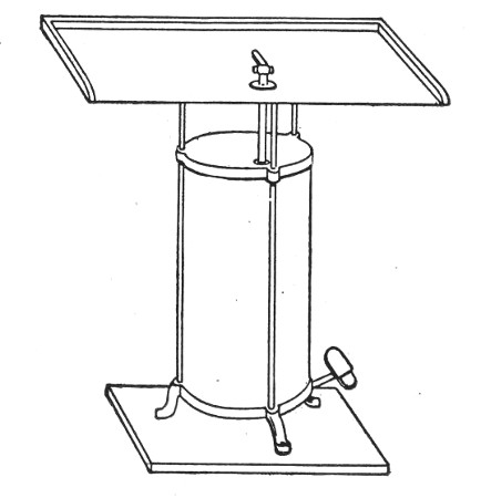 Fig. 12.&mdash;Glass blower's table with Enfer's foot
bellows.