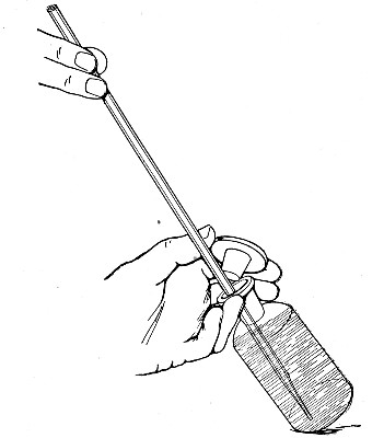 Fig. 206.&mdash;Withdrawing water from water sample bottle.