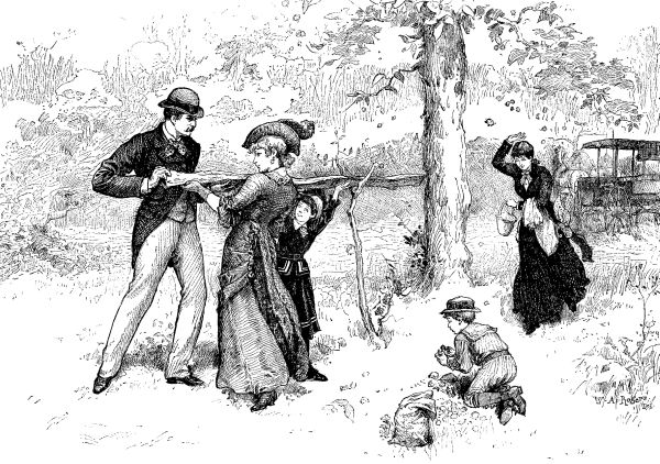 A NUTTING PARTY&mdash;BUMPING THE HICKORY-TREE.
