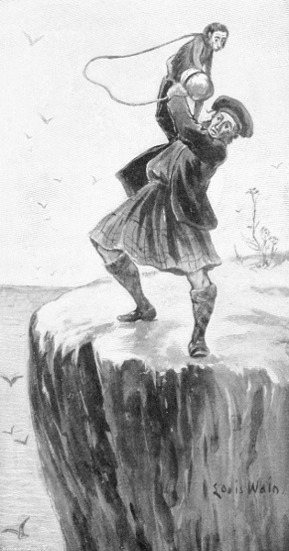 HE TOOK MONKEY AND STONE AND HEAVED THEM
OVER THE CLIFF
