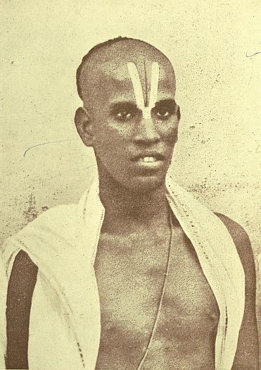 Another Brahman, much duller than the last. This and the two preceding photographs are perfect as a study of three types of Brahmanhood as we have it in Southern India&mdash;keen, thoughtful, dull.