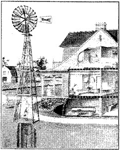 Fig. 55.&mdash;Windmill connection with tank.