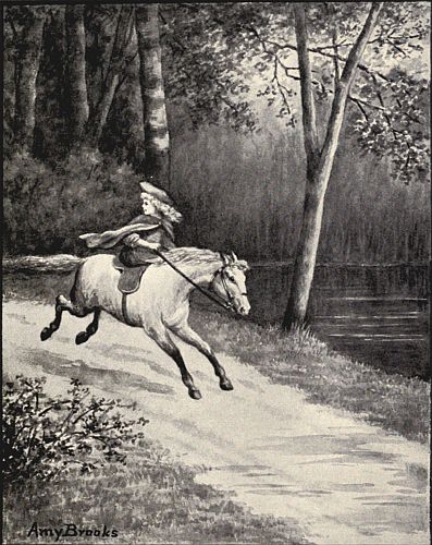 Often she looked back, as she sped over the road.&mdash;Page 31.