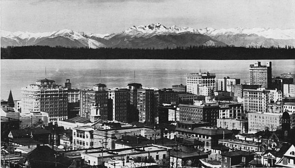 A BUSINESS SECTION IN SEATTLE&mdash;ELLIOTT BAY AND THE OLYMPIC MOUNTAINS BEYOND.
