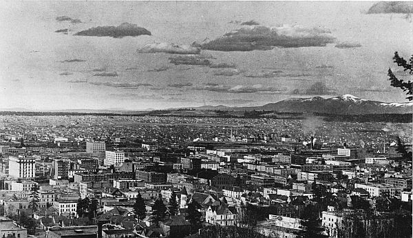 THE CITY OF SPOKANE FROM CLIFF PARK&mdash;MOUNT SPOKANE IN THE DISTANCE.