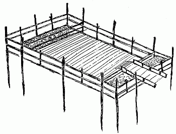 H. Swimming Crib as it would appear out of water. The crib is 35' by 20', outside dimensions, with end pockets for stones, 2&frac12;' each, leaving a swimming space of 30' by 20'. The idea for this was planned and executed by the Engineers of the Park Commission of the N.Y. and N.J. Interstate Park, for use in the camps in the Palisades Park.