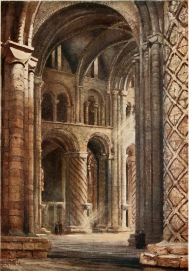 DURHAM

INTERIOR OF CATHEDRAL LOOKING ACROSS THE

NAVE INTO SOUTH TRANSEPT