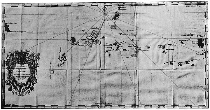 Map of the Coraline Islands; photographic facsimile of map in Lettres &eacute;difantes (Paris, 1728)