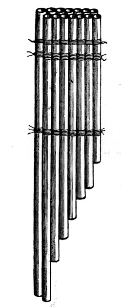 PERUVIAN PAN'S PIPES, DOUBLE SET.
FROM A TOMB IN AFRICA.