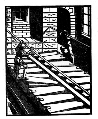 THE ANCIENT MODE OF ORGAN BLOWING. FROM PRAETORIUS'
THEATRUM INSTRUMENTORUM. 1620.