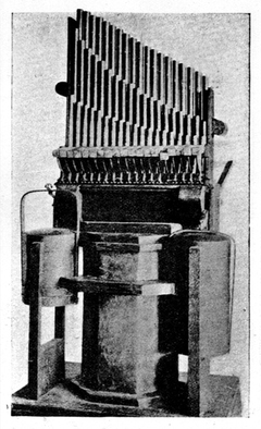 REV. F. W. GALPIN'S WORKING REPRODUCTION OF THE
ROMAN HYDRAULUS. FROM HERMANN SMITH'S The Making of Sound
in the Organ and in the Orchestra.