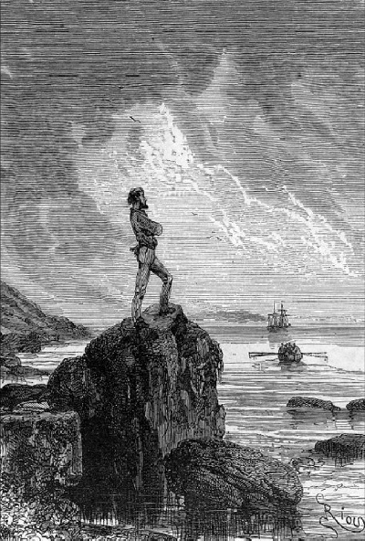 ...de bootsman met over elkander geslagen armen, zoo
onbewegelijk als een standbeeld....