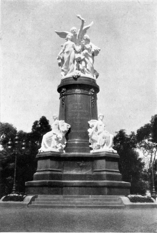 STATUE PRESENTED TO ARGENTINA BY THE FRENCH COMMUNITY
      ON THE OCCASION OF THE CENTENARY OF INDEPENDENCE.