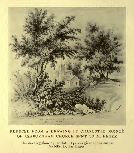 REDUCED FROM A DRAWING BY CHARLOTTE BRONTË OF ASHBURNHAM
CHURCH SENT TO M. HEGER