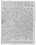 Clipping from the London Daily Post of November 30th,
1728. Used by Christopher Pinchbeck before he joined Fawkes. From the
Harry Houdini Collection.