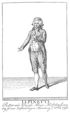 A wood-cut used by Pinetti during his engagement at
Hamburg, Germany, in October, 1796. From the Harry Houdini Collection.