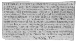 Clipping from the London Telegraph in March, 1812,
proving the partnership of de Philipsthal and Maillardet in an
“Automatical Theatre.” The Mr. Louis mentioned in the advertisement as
assistant engineer later secured possession of the writing and drawing
figure. From the Harry Houdini Collection.