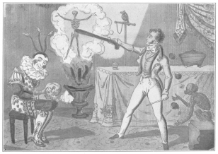 The original Gyngell, a portrait reproduced from the book
on magic written by this famous Bartholomew Fair conjurer. From the
Harry Houdini Collection.