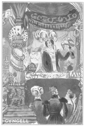 Reproduction of a rare old colored lithograph in three
sections. This section represents Gyngell. From the Harry Houdini
Collection.