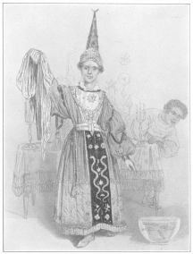 Phillippe and his Scotch assistant, Domingo. The latter
became famous as a magician under the name of Macallister, introducing
in America Phillippe’s gift show. From a lithograph in the Harry Houdini
Collection.