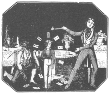 Card trick as featured by Anderson in 1836-37. From a
poster in the Harry Houdini Collection.