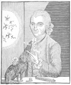 Katterfelto, the bombastic conjurer, who is famous for
having sold sulphur matches in 1784, before the Lucifer match is
supposed to have been discovered. Reproduced from a rare copy of “The
European Magazine,” dated June, 1783, now in the Harry Houdini
Collection.