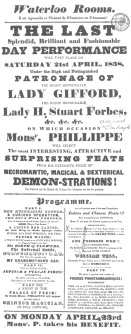 Poster used by Phillippe during his Edinburgh engagement
in 1838, featuring “The Infernal Bottle.” From the Harry Houdini
Collection.
