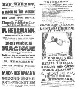 A Herrmann programme dated April, 1848, showing that
Herrmann presented the inexhaustible bottle two months before
Robert-Houdin appeared in London.