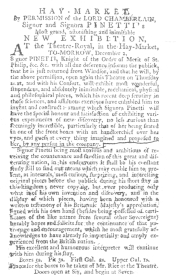 Clipping from the London Post, December 1st, 1784, in
which Pinetti featured second sight. From the Harry Houdini Collection.