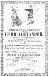 Alexander Heimburger presenting the suspension trick
during his engagement in Brazil. From the Harry Houdini Collection.