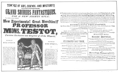 Very rare Testot handbill printed about 1800, presented
by Testot to Henry Evanion. From the Harry Houdini Collection.