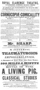 Jefferini handbill, dated 1833, in which he announces
that any article will be made to fly 500 miles a minute.