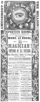 Reproduction of a rare Buck handbill, dated 1844. From
the Harry Houdini Collection.